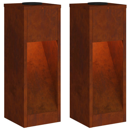 Solar Led Pathway Light 2 pcs Bronze Weathering Steel