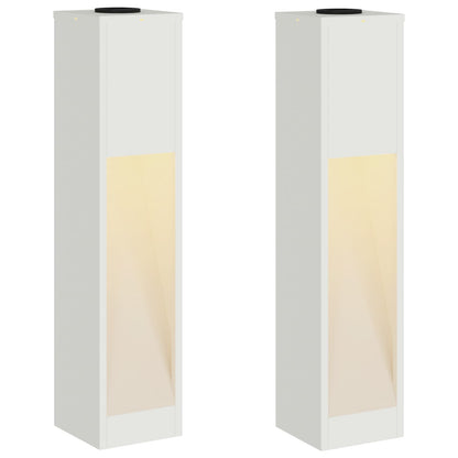 Solar Led Pathway Light 2 pcs White Cold Rolled Steel