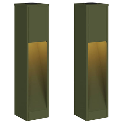 Solar Led Pathway Light 2 pcs Olive Green Cold Rolled Steel