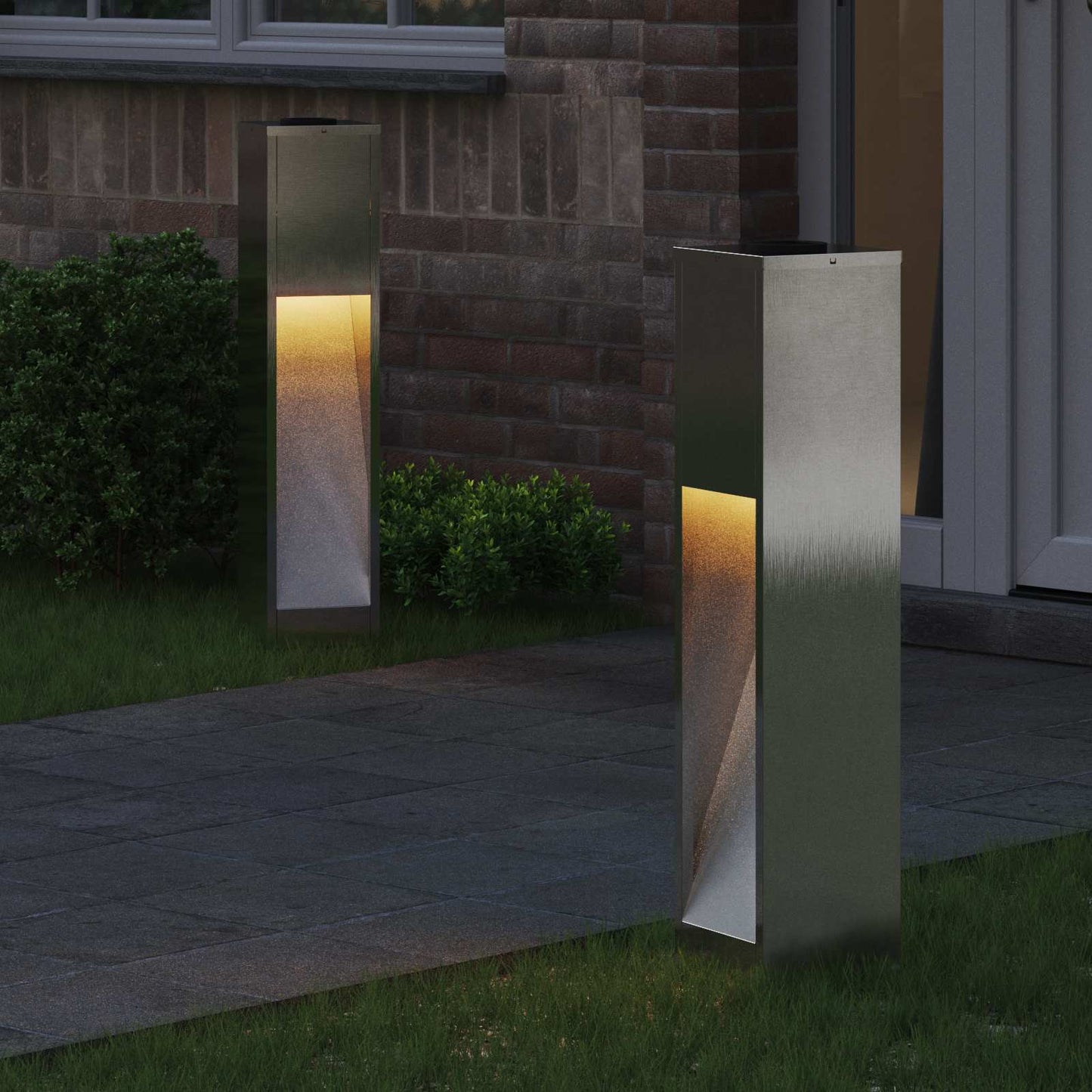 Solar Led Pathway Light 2 pcs Silver Stainless Steel