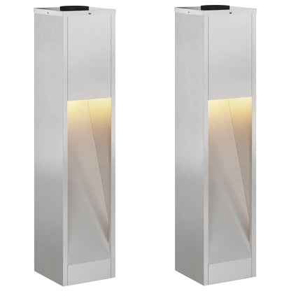 Solar Led Pathway Light 2 pcs Silver Stainless Steel