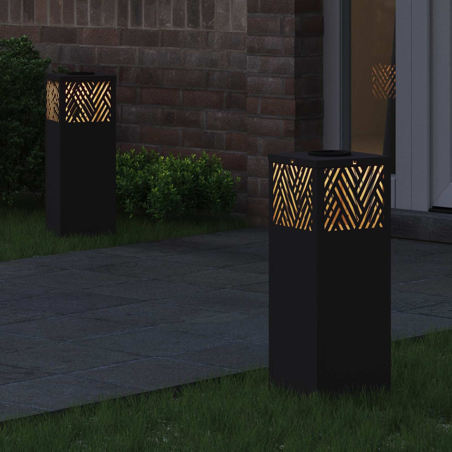 Solar LED Pathway Light 2 pcs Black Cold Rolled Steel