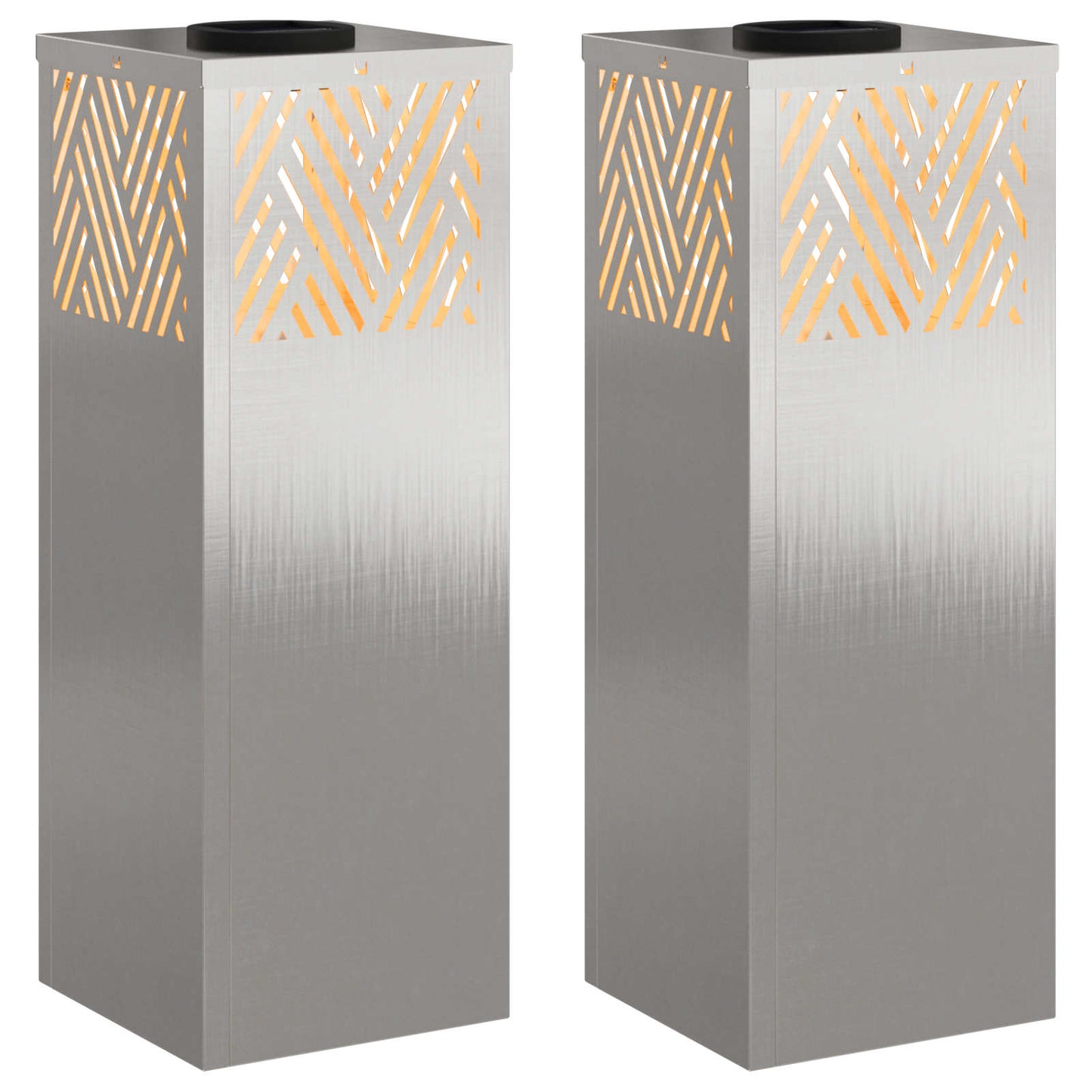 Solar LED Pathway Light 2 pcs Silver Stainless Steel