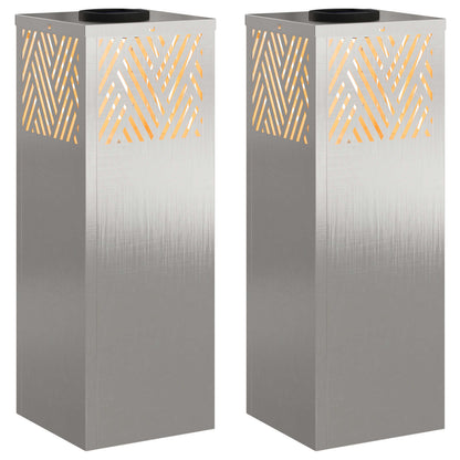 Solar LED Pathway Light 2 pcs Silver Stainless Steel