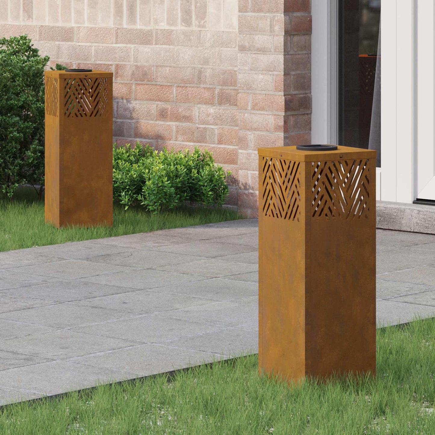 Solar LED Pathway Light 2 pcs Bronze Weathering Steel