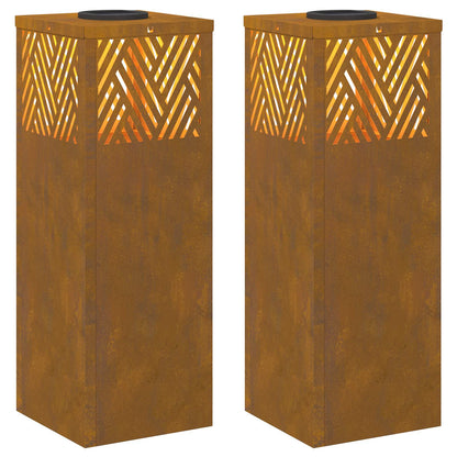 Solar LED Pathway Light 2 pcs Bronze Weathering Steel