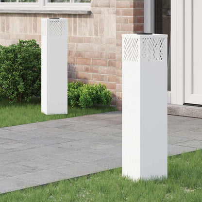 Solar LED Pathway Light 2 pcs White Cold Rolled Steel