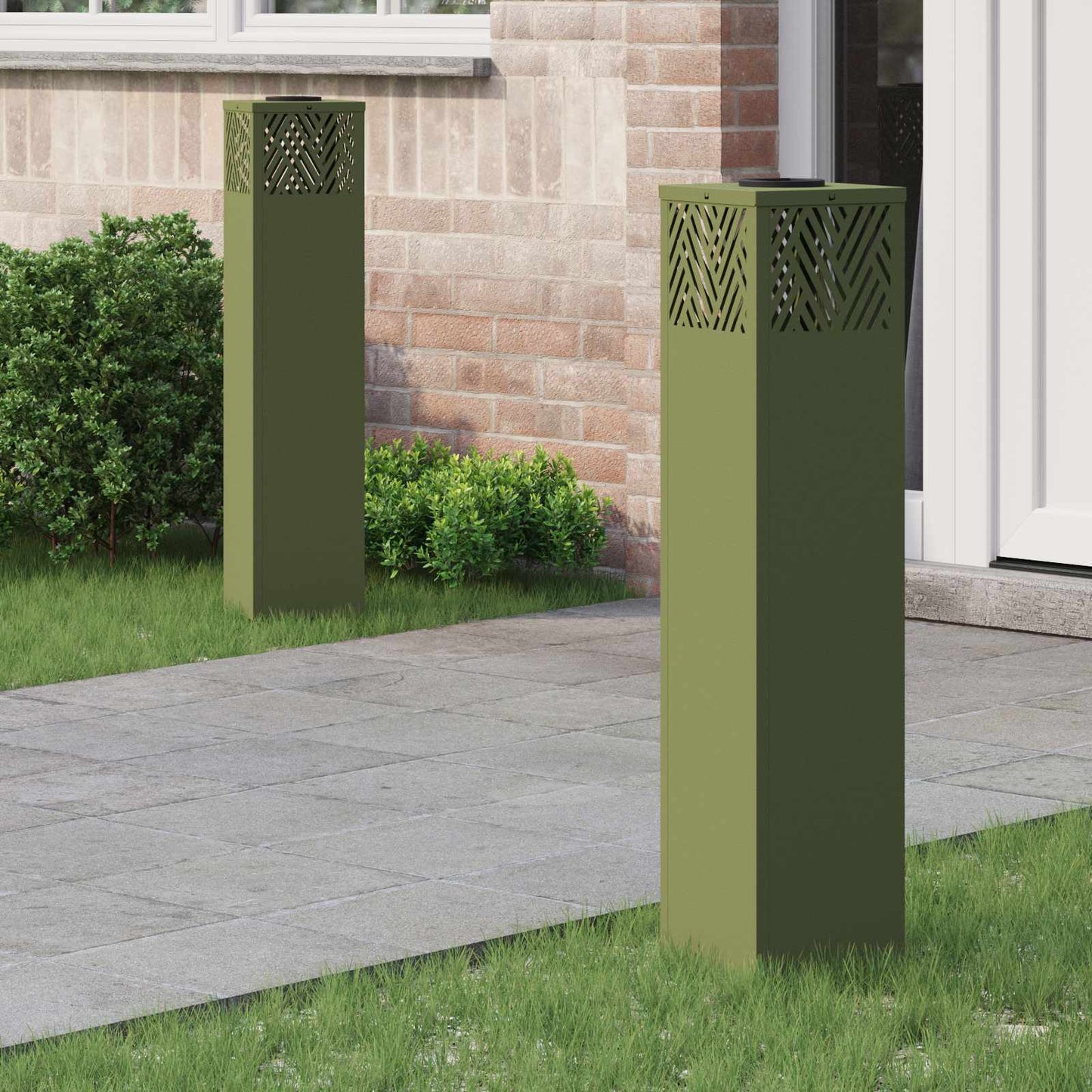 Solar LED Pathway Light 2 pcs Olive Green Cold Rolled Steel