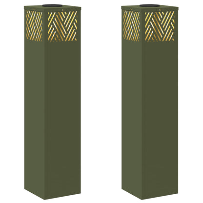 Solar LED Pathway Light 2 pcs Olive Green Cold Rolled Steel