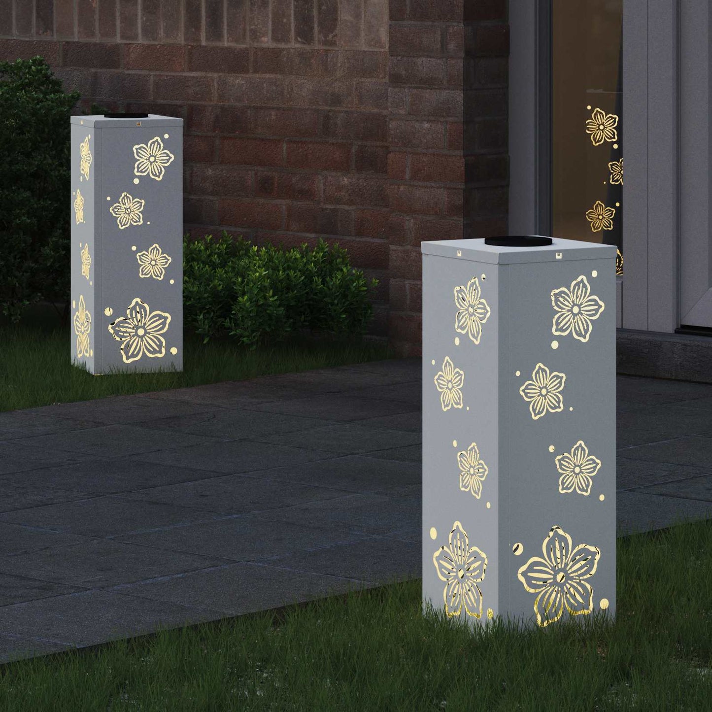 Solar LED Pathway Light 2 pcs White Cold Rolled Steel