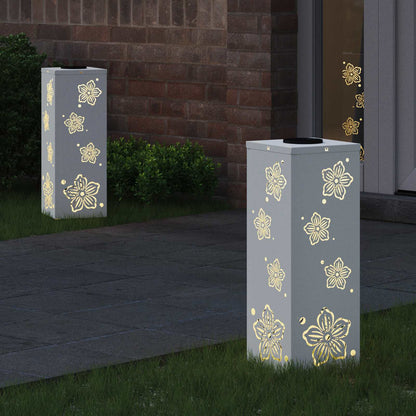 Solar LED Pathway Light 2 pcs White Cold Rolled Steel