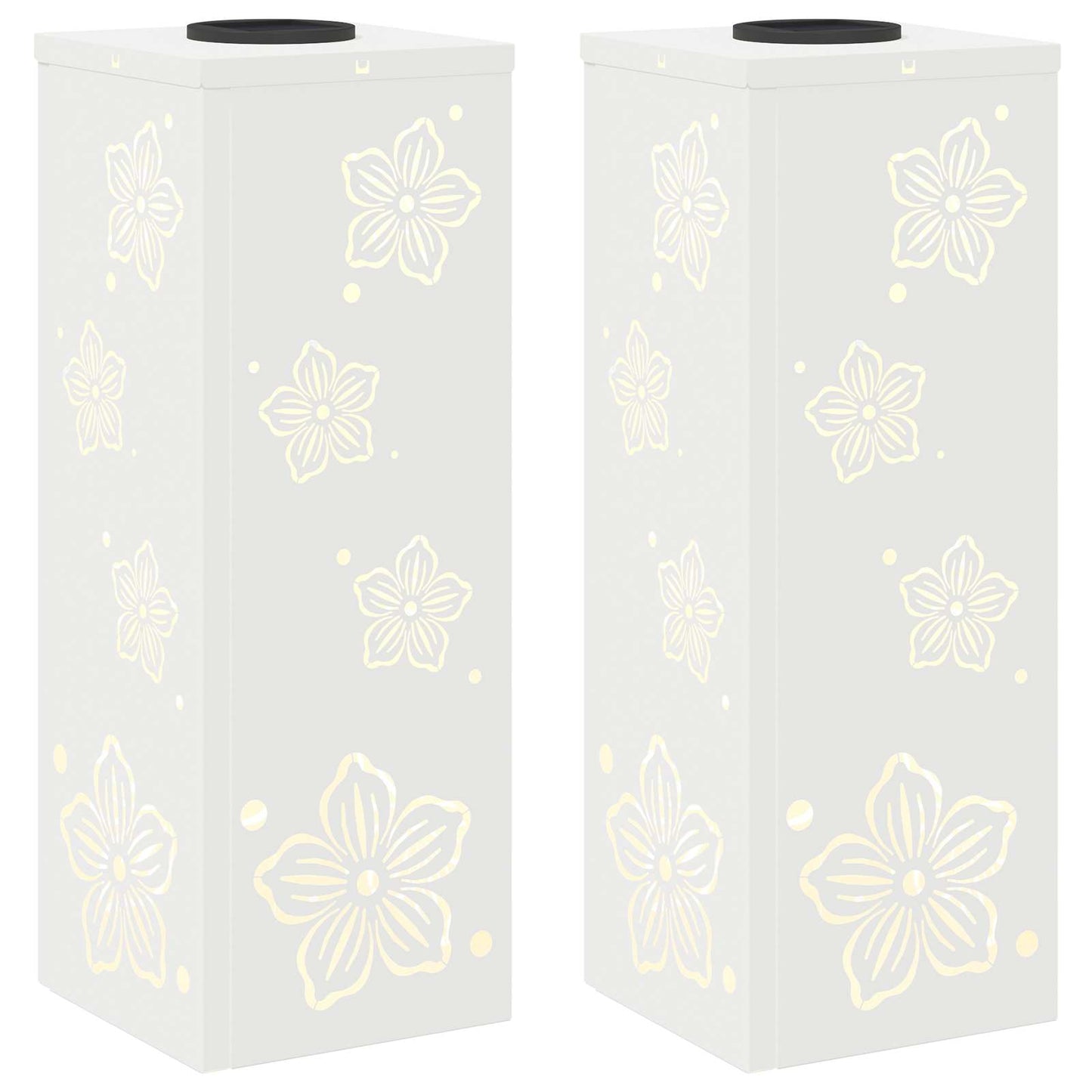 Solar LED Pathway Light 2 pcs White Cold Rolled Steel