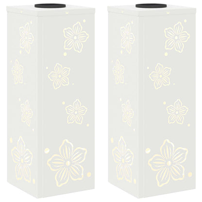 Solar LED Pathway Light 2 pcs White Cold Rolled Steel