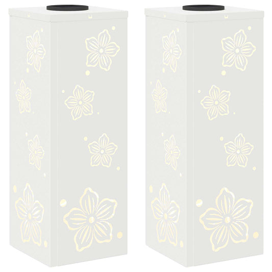 Solar LED Pathway Light 2 pcs White Cold Rolled Steel