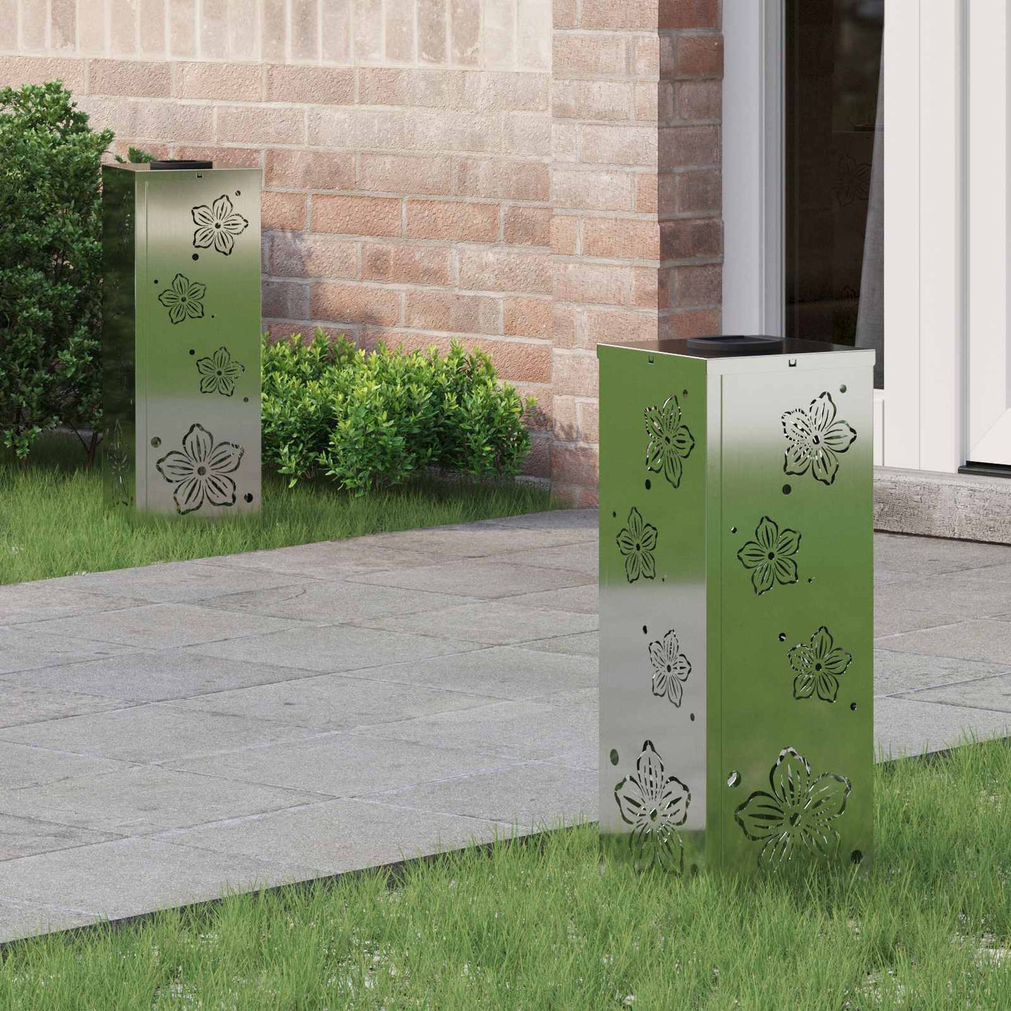Solar LED Pathway Light 2 pcs Silver Galvanized Steel
