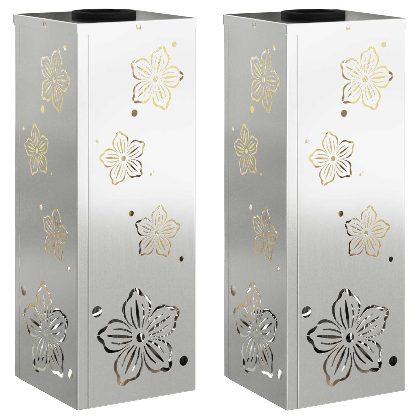 Solar LED Pathway Light 2 pcs Silver Galvanized Steel
