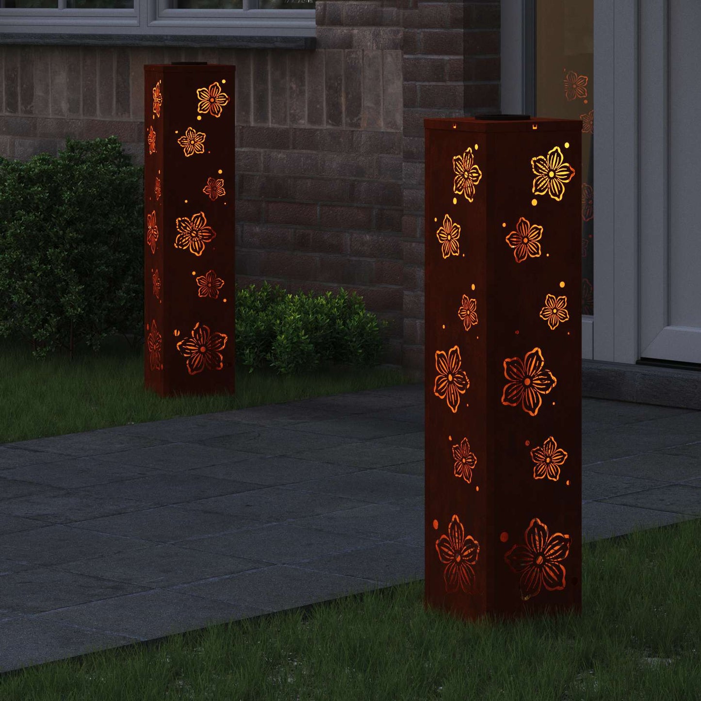 Solar LED Pathway Light 2 pcs Rusty Weathering Steel