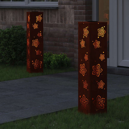 Solar LED Pathway Light 2 pcs Rusty Weathering Steel