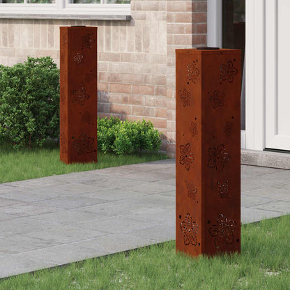 Solar LED Pathway Light 2 pcs Rusty Weathering Steel