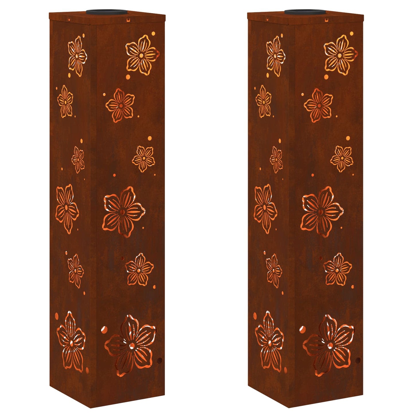 Solar LED Pathway Light 2 pcs Rusty Weathering Steel