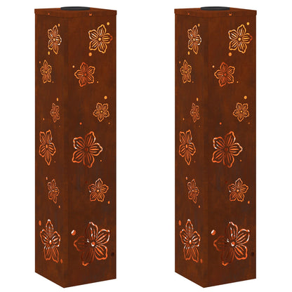 Solar LED Pathway Light 2 pcs Rusty Weathering Steel