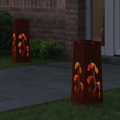 Solar LED Pathway Light 2 pcs Rusty Weathering Steel