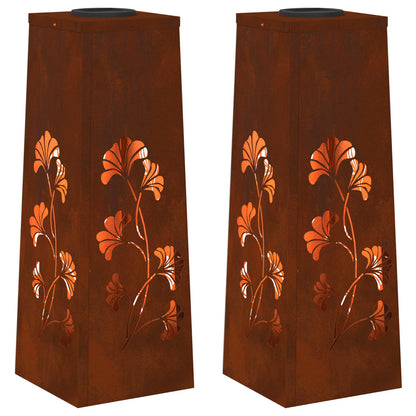 Solar LED Pathway Light 2 pcs Rusty Weathering Steel