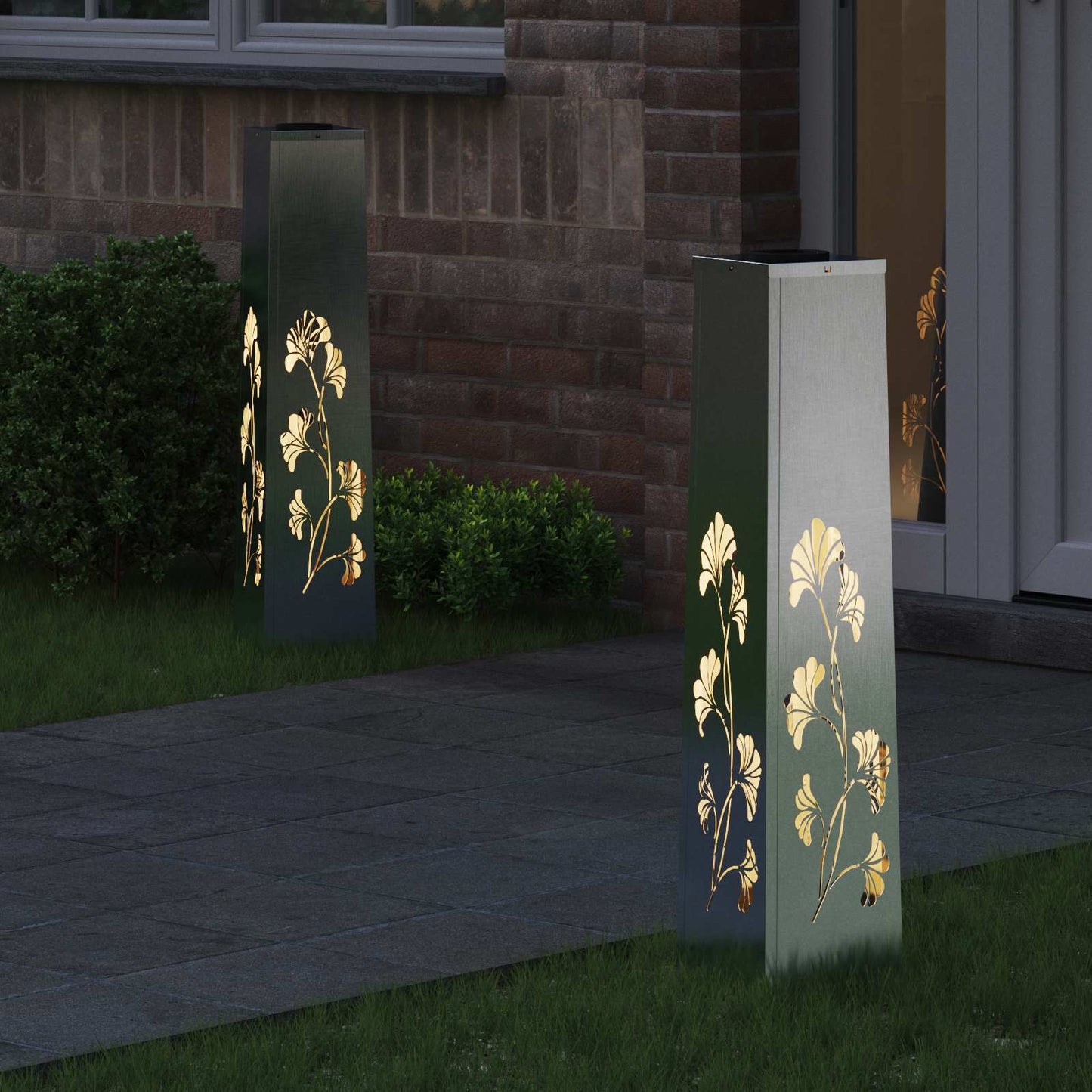 Solar LED Pathway Light 2 pcs Silver Stainless Steel
