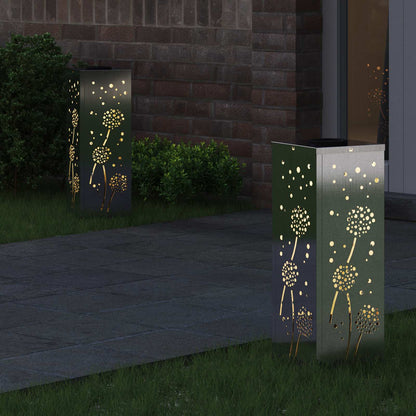 Solar LED Pathway Light 2 pcs Silver Stainless Steel