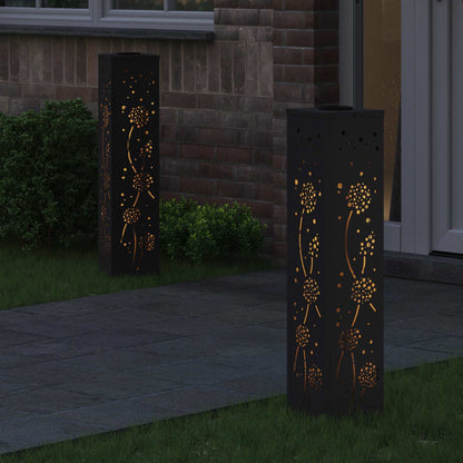 Solar LED Pathway Light 2 pcs Black Cold Rolled Steel