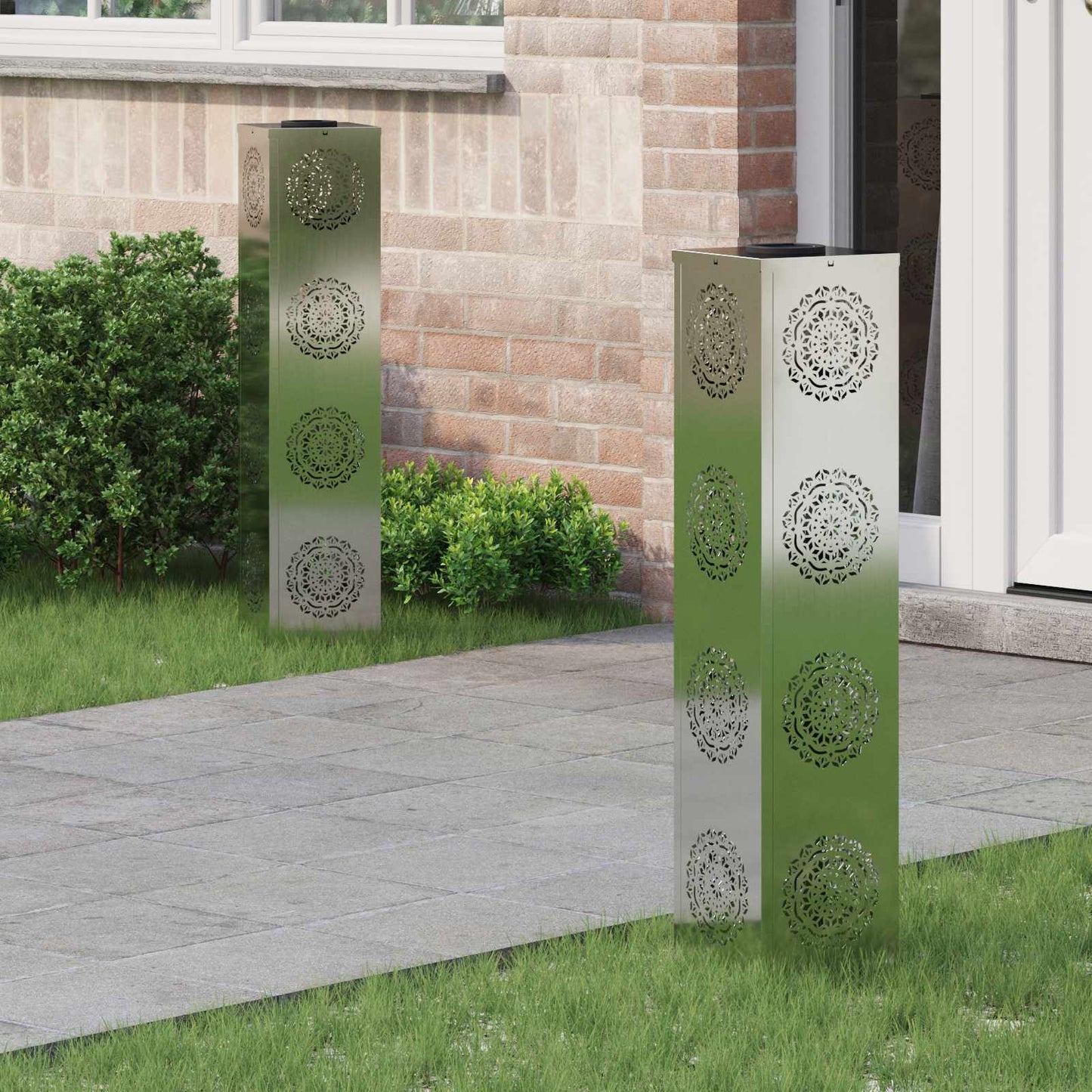 Solar LED Pathway Light 2 pcs Silver Galvanized Steel