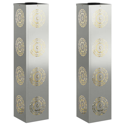 Solar LED Pathway Light 2 pcs Silver Galvanized Steel
