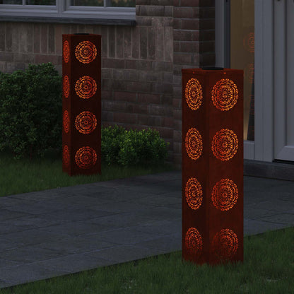 Solar LED Pathway Light 2 pcs Rusty Weathering Steel