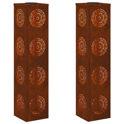 Solar LED Pathway Light 2 pcs Rusty Weathering Steel