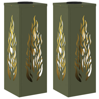 Solar LED Pathway Light 2 pcs Olive Green Cold Rolled Steel