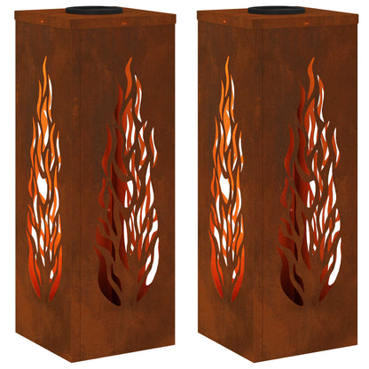 Solar LED Pathway Light 2 pcs Bronze Weathering Steel