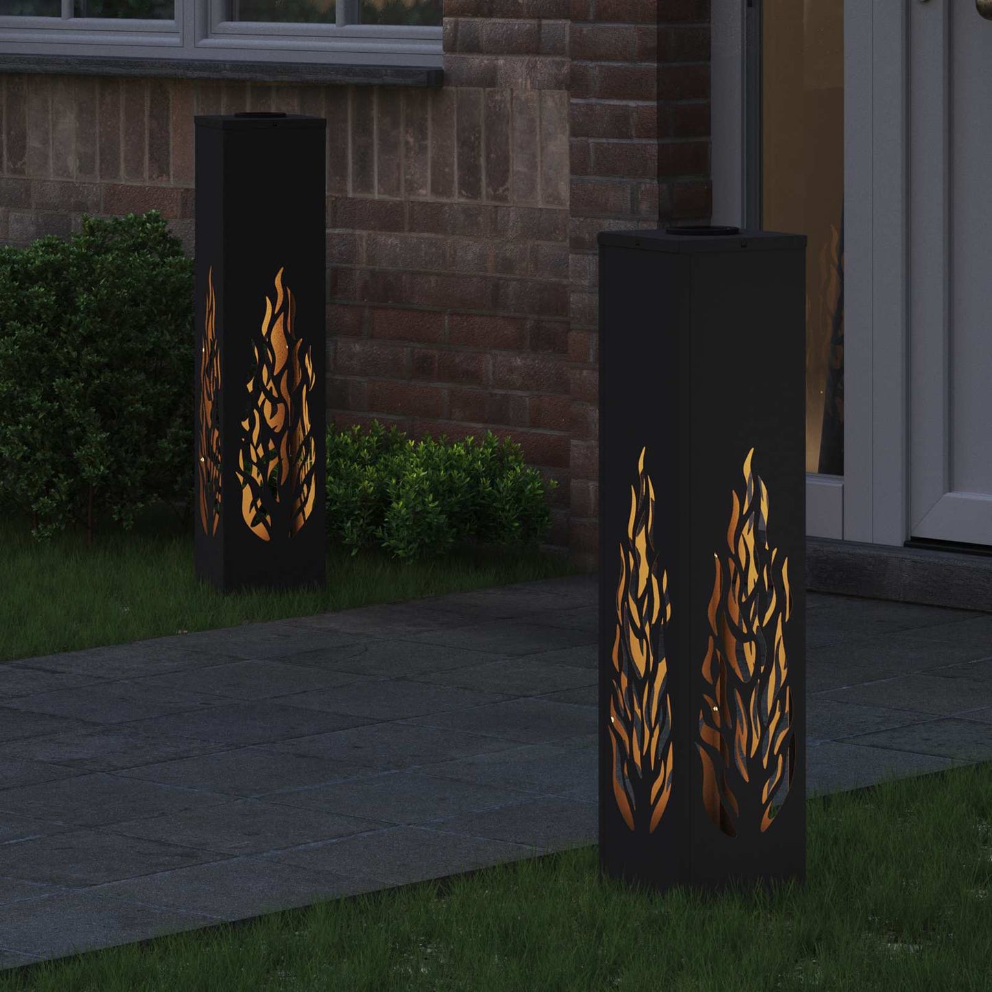 Solar LED Pathway Light 2 pcs Black Cold Rolled Steel