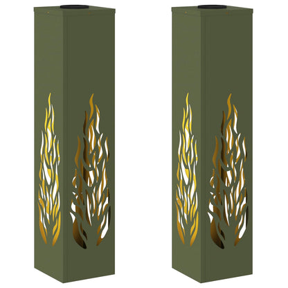 Solar LED Pathway Light 2 pcs Olive Green Cold Rolled Steel