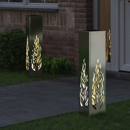 Solar LED Pathway Light 2 pcs Silver Galvanized Steel