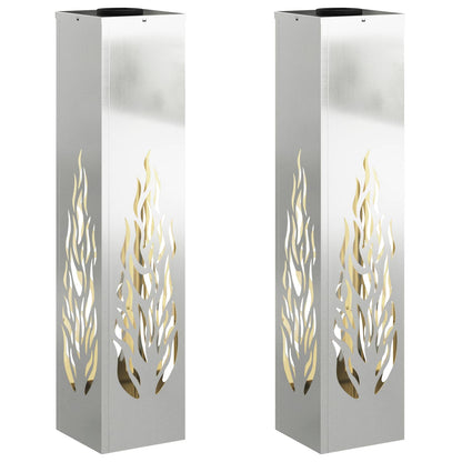 Solar LED Pathway Light 2 pcs Silver Galvanized Steel
