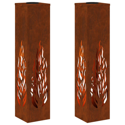 Solar LED Pathway Light 2 pcs Rusty Weathering Steel