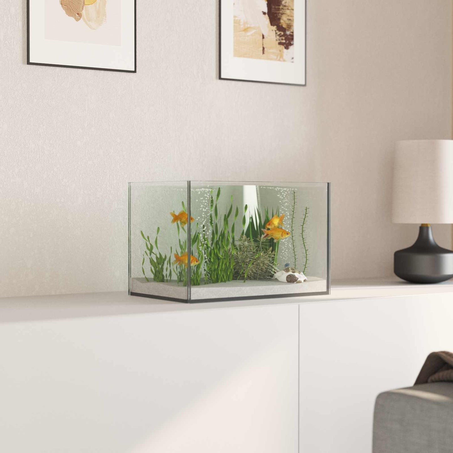 Aquarium with Storage Transparent 30 x 20 x 20 cm Glass