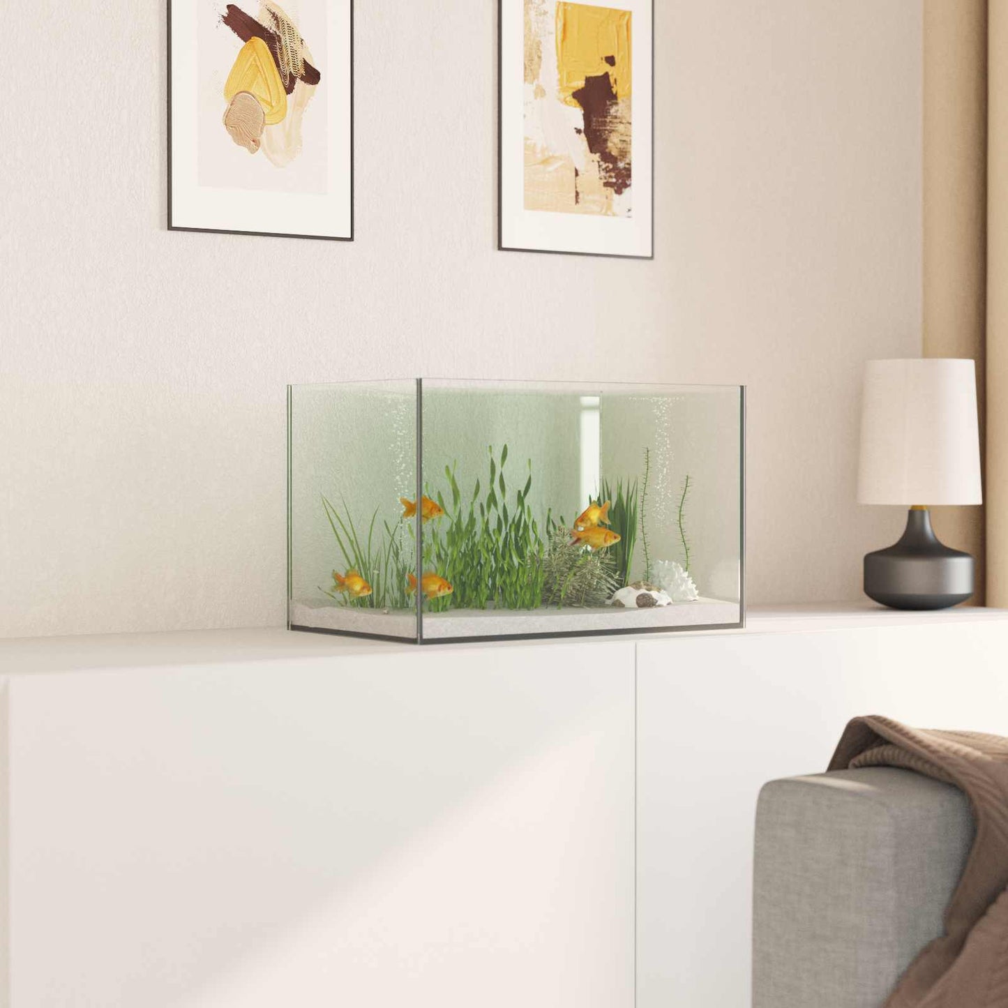 Aquarium with Storage Transparent 40 x 25 x 25 cm Glass