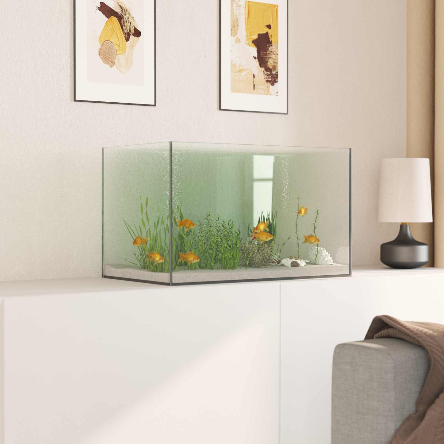 Aquarium with Storage Transparent 50 x 30 x 30 cm Glass