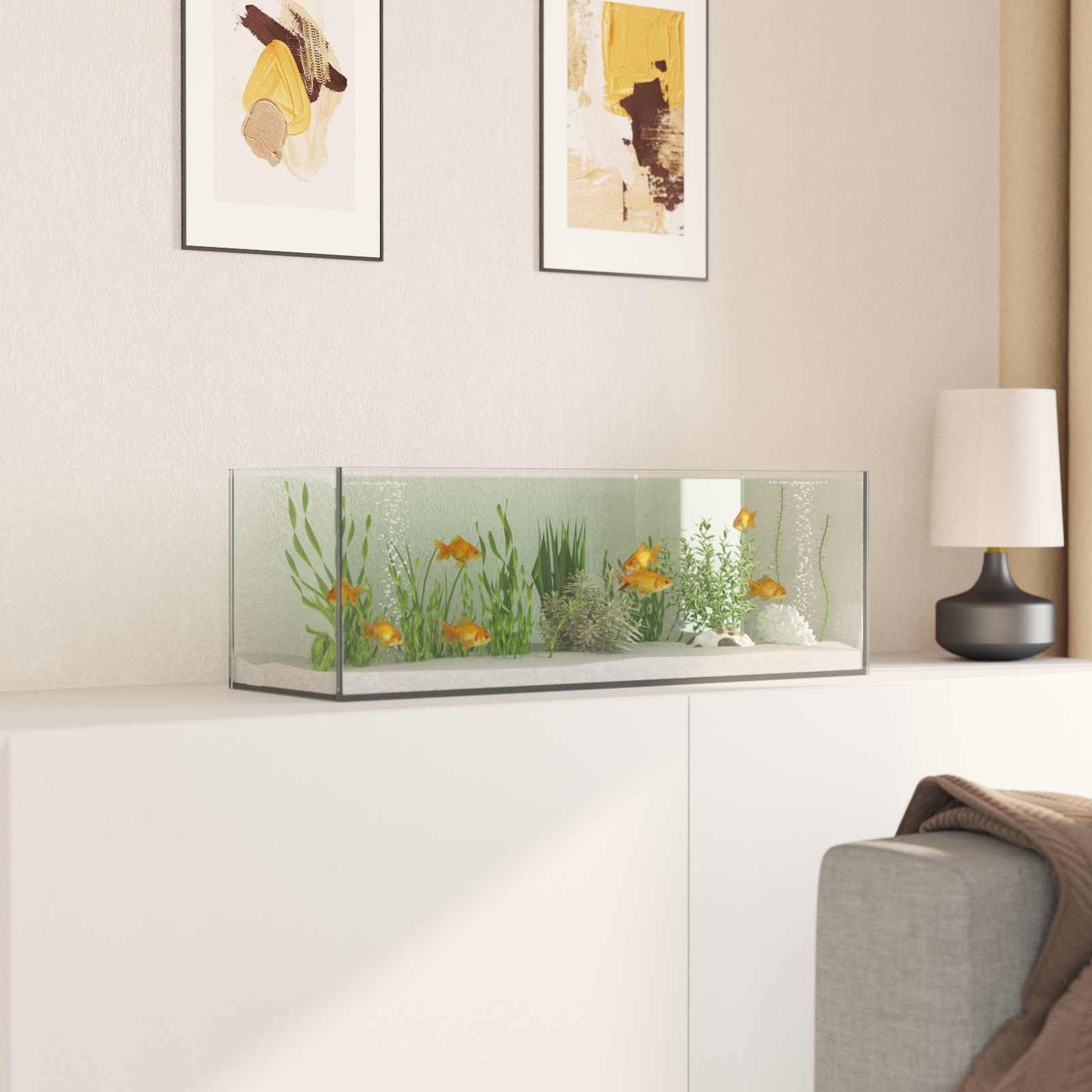 Aquarium with Storage Transparent 60 x 20 x 20 cm Glass