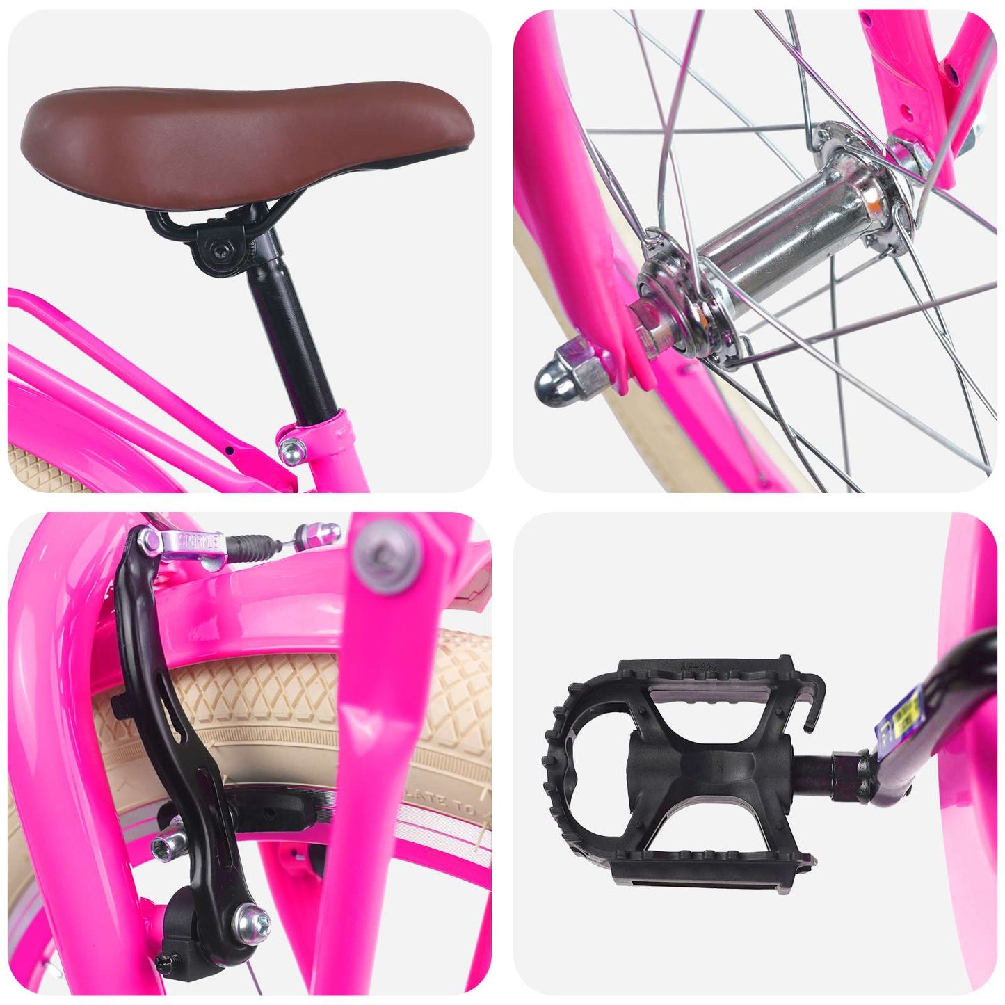 Kids Bike 18 Inches for 5-7 Years Old Dark Pink