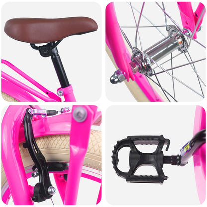 Kids Bike 18 Inches for 5-7 Years Old Dark Pink