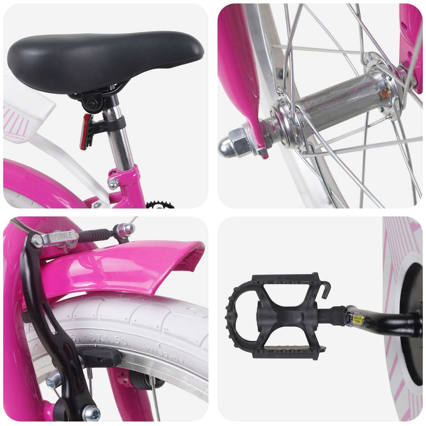 Kids Bike 18 Inches for 5-7 Years Old Dark Pink