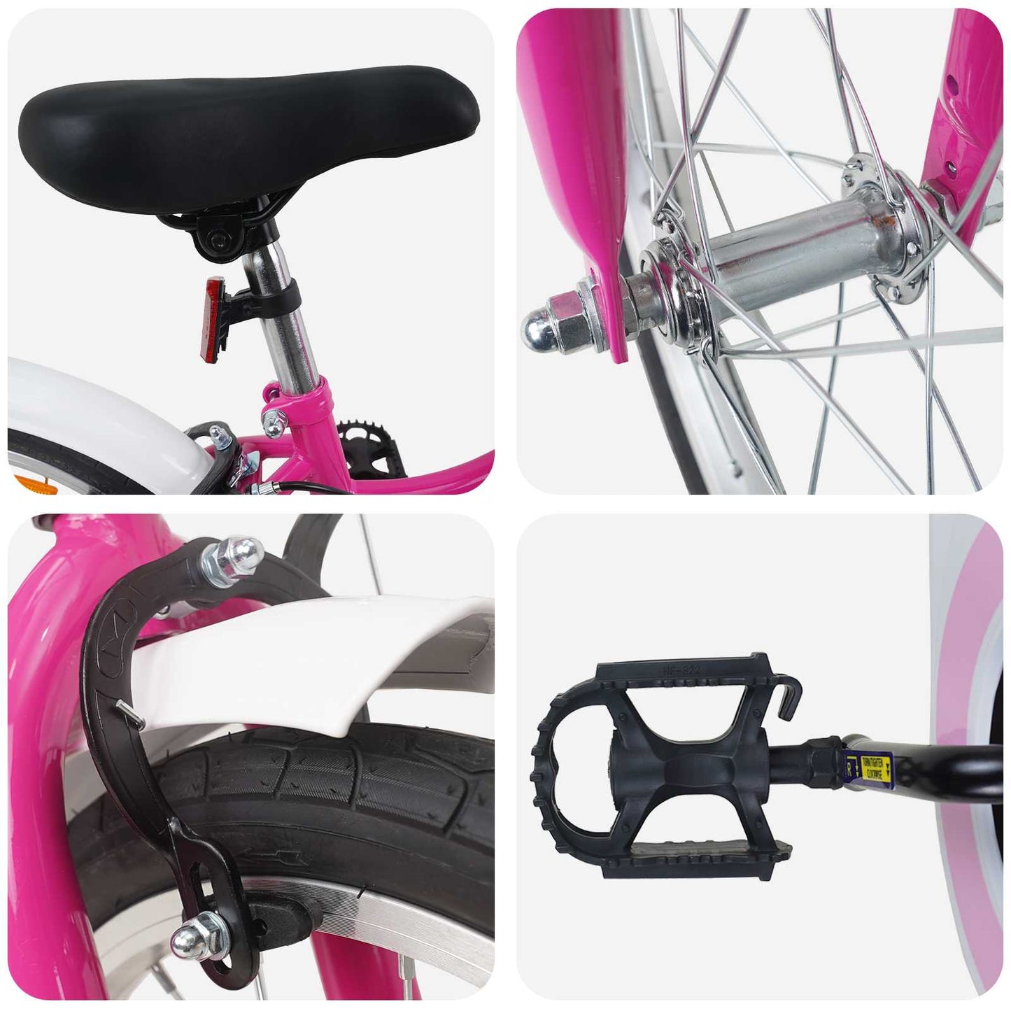 Kids Bike 18 Inches for 5-7 Years Old Pink White