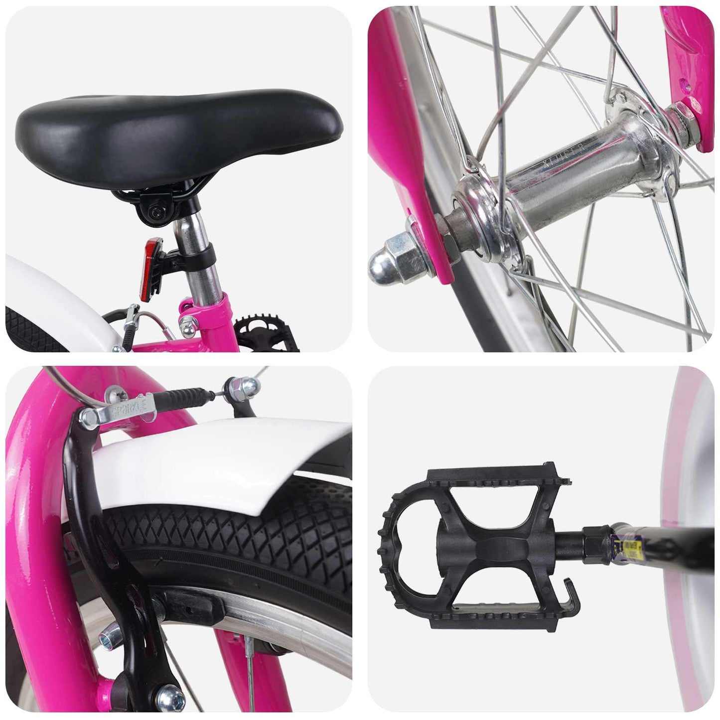 Kids Bike 20 Inches for 6-11 Years Old Pink White